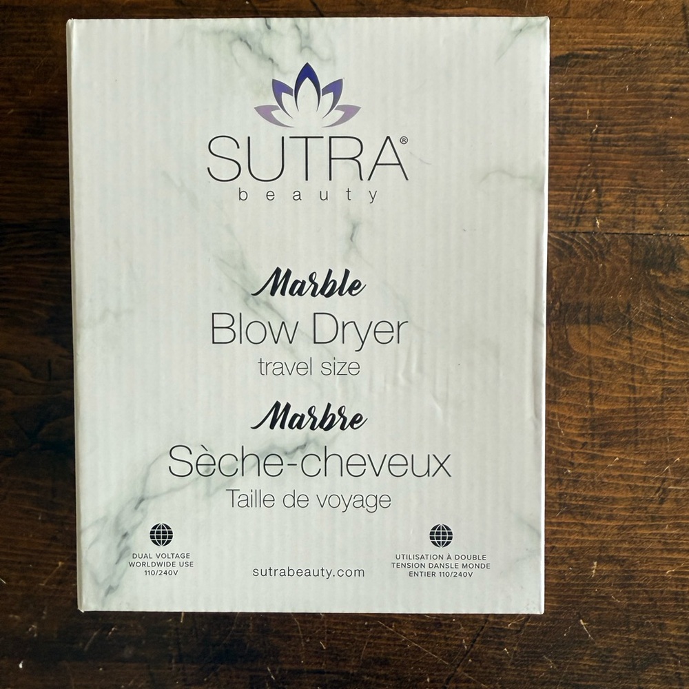 Sutra Beauty Marble Travel Size Blow Dryer w/ attachments